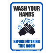 Wash your Hands Before Entering this Room Sticker, 7" X 10", Vinyl Adhesive