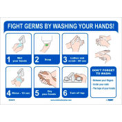 Combattez les germes en vous lavant les mains Autocollant, 10" X 14", Adhésif de vinyle