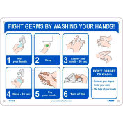 Combattez les germes en vous lavant le signe des mains, 10" X 14", plastique