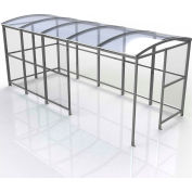 No Butts 4-Sided Smoking Shelter SR1557-F-BLK - Freestanding - 17'2"W x 7'D x 7'11"H Clear Roof