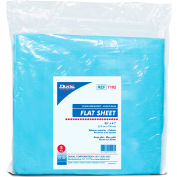 Dukal Flat Sheet, 85 » X 41 », Résistant aux fluides, Lt. Blue, 5/Sac, 20 Sac/Étui