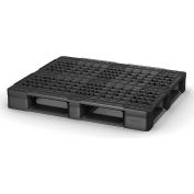 Rackable Plastic Pallet Black 48x40 - Open Deck, 6 Runner, Fork Cap. 4400 Lbs.