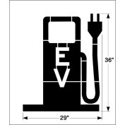 Symbole électrique de charge de véhicule de Newstripe, SM, PolyTough, Plastique, Blanc