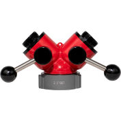 Fire Hose Ball Valve 2 Way, 2.5" Female Swivel WCT Inlet x (2) 1.5" Male NPSH Outlet, Aluminum