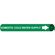 Marqueur de tuyau NMC™ préenroulé et strap-on, alimentation en eau froide domestique, convient 1-1/8 « - 2-3/8 » Dia.