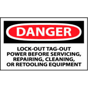Machine Labels - Danger Lock-Out Tag-Out Power Before Servicing