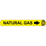 Marqueur de tuyau NMC™ préenroulé et à sangle, gaz naturel, convient 3-3/8 « - 4-1/2 » Diamètre de tuyau.