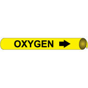 Marqueur de tuyau NMC™ préenroulé et strap-on, oxygène, convient 3-3/8 « - 4-1/2 » Diamètre de tuyau, jaune