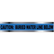 Detectable Underground Warning Tape - Caution Buried Water Line Below - 6"W