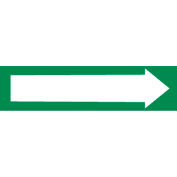 Affiche adhésive pour tuyaux, vert avec flèche de direction