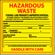 Étiquettes de vinyle de déchets dangereux - pour Identification chimique spécifique