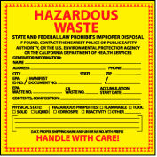Hazardous Waste Paper Labels - State of California, 500/Roll