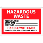 Étiquettes de vinyle de déchets dangereux - Poignée de déchets dangereux avec soin, paquet de 25