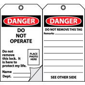 Self-Laminating Lockout Tags - Do Not Operate with Picture