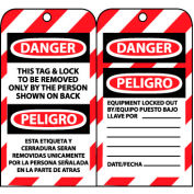 Bilingual Lockout Tags - This Tag & Lock To Be Removed Only By The Person Shown
