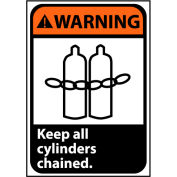 Panneau d'avertissement, 10 x 7, plastique rigide, « Keep all cylinders chained »