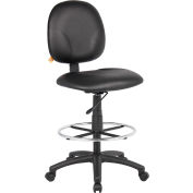 Interion® Drafting Stool with Footring - Vinyl - Black