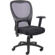 Interion® chaise de bureau en maille avec 25"H haut du dos et bras réglables, tissu, noir