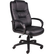 Boss Executive Office Chair with Arms - Leather - High Back - Black
