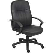 Interion® Executive Office Chair with Arms - Synthetic Leather - High Back - Black