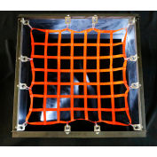 US Netting 2' x 2' Hatch Net, High Vis Orange Webbing, Free Placement Stainless Brackets, Snap Hooks
