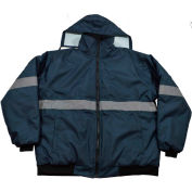 Petra Roc Enhanced Visibility Quilted Bomber Jacket, ANSI Class 5, Navy Blue, XL, NVBJ-S1-XL