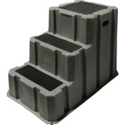 3 Step Nestable Plastic Step Stand - Gray 25-3/4"W x 42"D x 29"H - NST-3-07