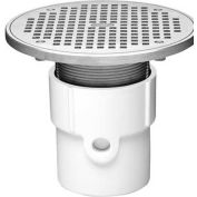 Oatey 72367 3" or 4" PVC Adjustable General Purpose Pipe Fit Drain w/ 8" Cast Chrome Grate & Rd Top