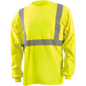 OccuNomix Classic Flame Resistant Long Sleeve T-Shirt, Class 2, Hi-Vis Yellow, L, LUX-LST2/FR-YL