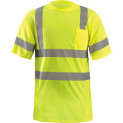 OccuNomix Wicking T-Shirt W/ Sleeve Stripes, Class 3, ANSI, Hi-Vis Yellow, 2XL, LUX-SSETP3-Y2X