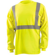 OccuNomix Classic Wicking T-Shirt W/ Sleeve Stripes, Class 3, ANSI Hi-Vis Yellow, XL, LUX-SSETP3-YXL