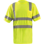 OccuNomix Class 3 Classic Wicking Birdseye T-Shirt with Pocket Yellow, XL, LUX-SSETP3B-YXL