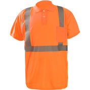 Occunomix LUX-SSPP2B-O2X Birdseye Polo, Wicking & Cooling, Short Sleeve, Class 2, Orange, 2XL