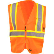 Occunomix TSE-IM2TZ-O3X Self Extinguishing Standard Vest, Class 2, Two Tone, Orange/Yellow, 3XL