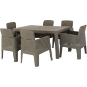 DUKAP® Lucca 7 Piece Dining Set, Gray with Beige Cushions