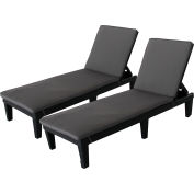 DUKAP® Oslo Reclining Sun Lounger Black with Gray Cushions, Set Of 2