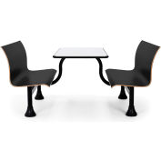 OFM Model 1006M Retro Bench Table with Center Support, 24" Stainless Steel Top, Black Seats