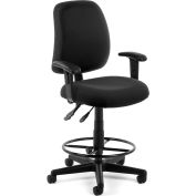 OFM Posture Series Swivel Task Chair with Arms and Drafting Kit, Fabric, Mid-Back, in Black