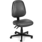OFM Straton Series Armless Swivel Task Chair, Anti-Microbial/Anti-Bacterial Vinyl, Charcoal