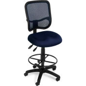 Chaise pivotante ergonomique sans bras en maille OFM série Comfort avec kit de dessin, mi-dos, bleu marine