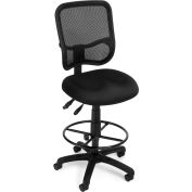 OFM Comfort Series Ergonomic Mesh Swivel Task Chair with Drafting Kit, Mid Back, in Black