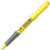 BIC® Brite Liner Grip surligneur, Burin pointe, encre jaune, douzaine