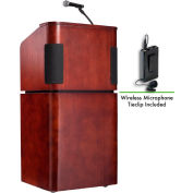 Oklahoma son Combo table-Base Podium / lutrin Tieclip w / sans fil / micro cravate Mic, acajou