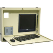 Omnimed® informatique Compact mur bureau, serrure à clé, Beige