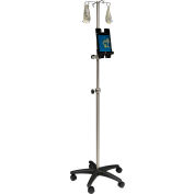 Omnimed® Mobile Tablet IV Cart with 4 Rams Hooks, 22" Dia. Base, Adjustable Height Up To 7 Ft.