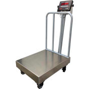 Optima 915 Série NTEP Bench Digital Scale w/ LED Display & Backrail Wheels 500lb x 0,1lb 24 » x 18 »