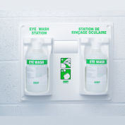 Lavage des yeux et du visage d’urgence, station double bouteille, (1) solution de lavage des yeux de 1 L incluse