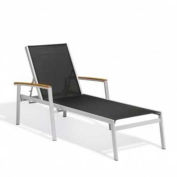 Oxford Garden® Travira Chaise Lounge - Black Sling - Tekwood Vintage Armcaps (2 pk)