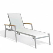 Oxford Garden® Travira Chaise Lounge - Natural Sling - Tekwood Natural Armcaps (2 pk)
