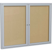 Tableau d’affichage fermé de Gand, Extérieur, 2 portes, 48 « L x 36 « H, Cadre en vinyle caramel / argent